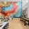 Shuffleboard table with colorful mural